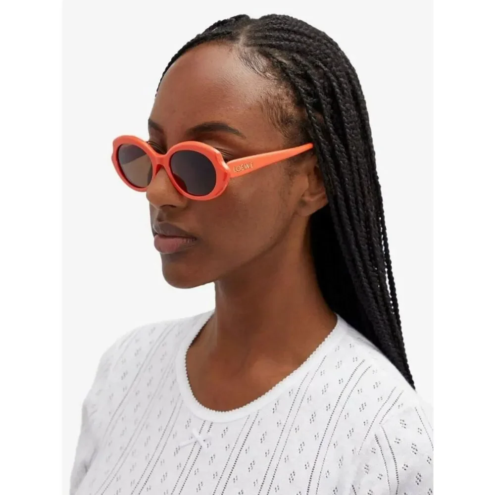 Loewe Women Sunglasses Orange Brown Oval LW40147F 42E NEW 